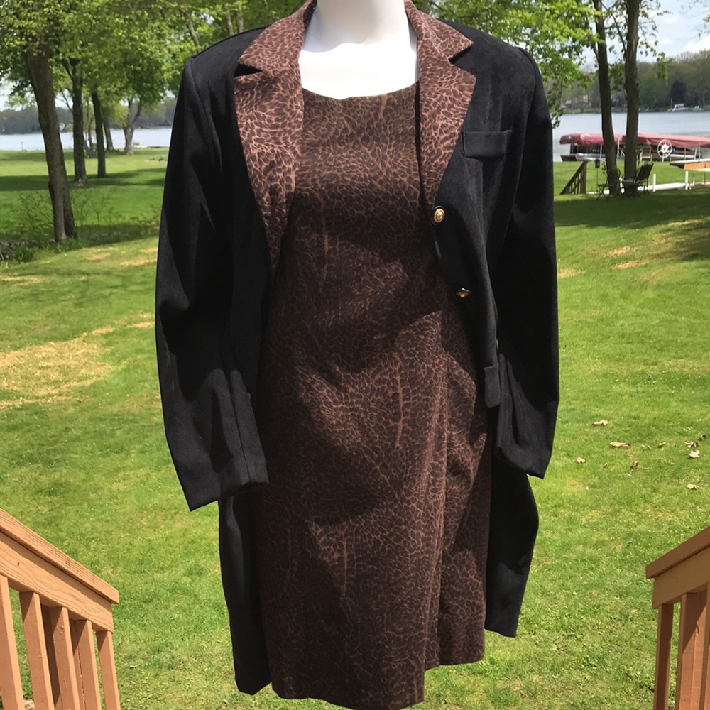 Vintage animal print dress & coat 8P
